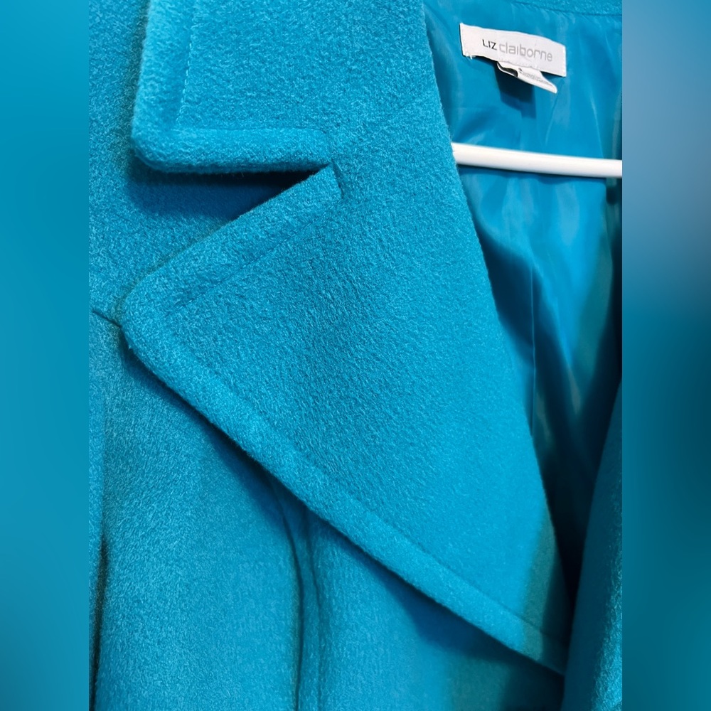 Sz Sm Liz Claiborne Teal Blue short double breasted jacket - Picture 4 of 12
